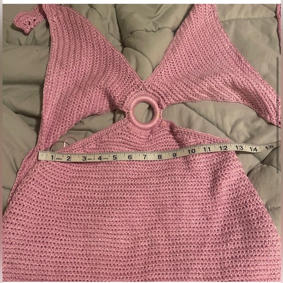 ELAN Pink Crochet Cutout Mini Dress - Picture 12 of 13
